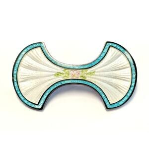 Denmark Art Deco Enamel Sterling Brooch 1920s C-Clasp SignedThis is a...